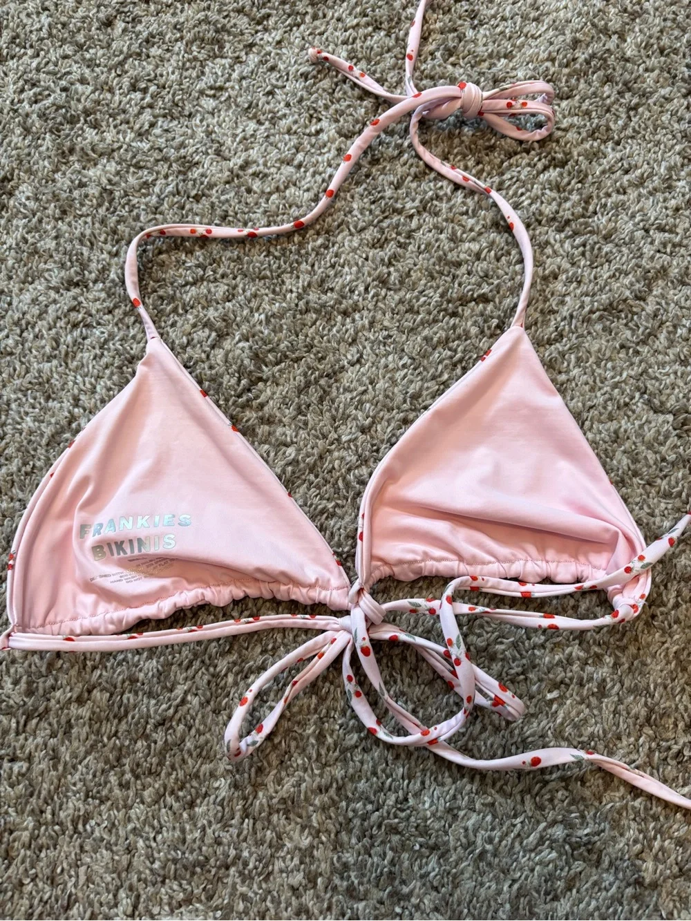 Frankie’s Bikinis Tia Baby Pink Strawberry Bikini Top